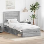 vidaXL Cadre de lit Gris Sonoma 100 x 200 cm Pin massif