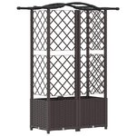 vidaXL Lit Élevé avec Treillis et Toit Marron 122 x 40 x 138 cm PP