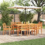 vidaXL Ensemble de salle à manger pour jardin 9 Pièces Marron