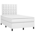vidaXL Sommier à lattes de lit avec matelas Blanc 120x200cm Similicuir