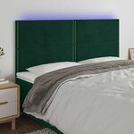 vidaXL Tête de lit à LED Vert foncé 200x5x118/128 cm Velours