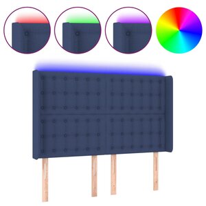 vidaXL Tête de lit à LED Bleu 147x16x118/128 cm Tissu