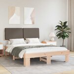 vidaXL Cadre de lit avec tête de lit rembourrée Taupe 120 x 190 cm