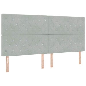 vidaXL Tête de lit en velours gris clair avec boutons en cristal de 200 cm