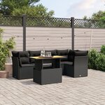 vidaXL Salon de jardin 5 Pièces avec coussins noir résine tressée