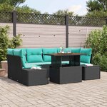 vidaXL Ensemble de salle à manger pour jardin 7 Pièces Noir et Sarcelle