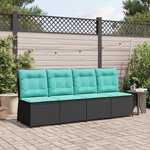 vidaXL Canapé de jardin avec coussin Noir et turquoise polyrotin