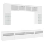 vidaXL Ensemble de meubles TV muraux 8 Pièces avec lumières LED blanc