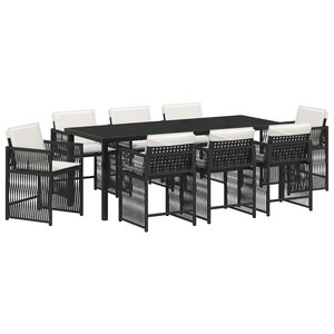 vidaXL Ensemble de salle à manger pour jardin 9 Pièces Noir polyrotin