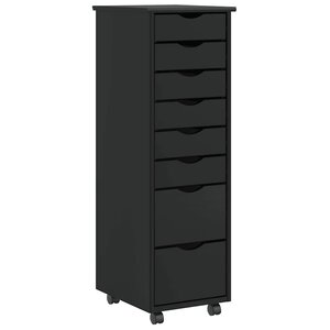 vidaXL Armoire roulante avec tiroirs MOSS noir bois de pin solide