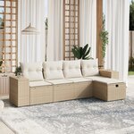 vidaXL Salon de jardin avec coussins 5 Pièces beige résine tressée