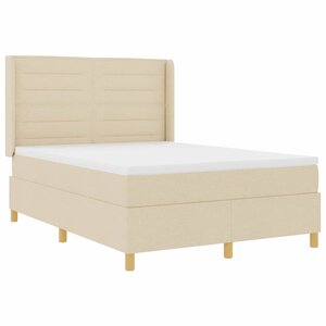 vidaXL Lit à ressorts avec matelas Crème 140 x 200 cm tissu