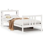 vidaXL Cadre de lit avec tête de lit blanc 90x200cm bois de pin massif