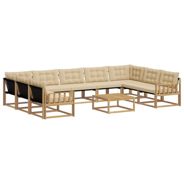 vidaXL Ensemble de canapés d'extérieur 10 pc Blanc et Beige