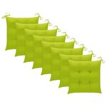 vidaXL Chaises de jardin lot de 8 avec coussins vert vif Teck solide