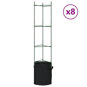 vidaXL Cages à tomates avec sacs à plantes 8 Pièces 154 cm acier et PP