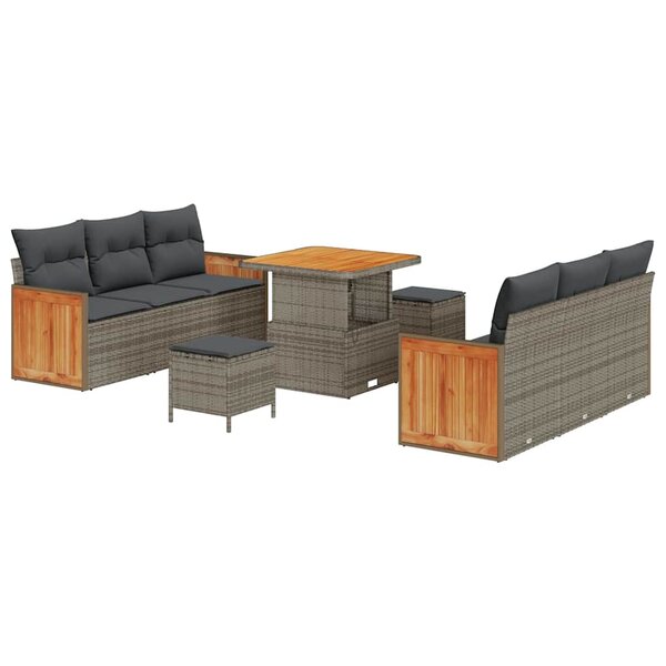 vidaXL Ensemble de canapé de jardin 9 Pièces Gris 80 x 80 x 71 cm