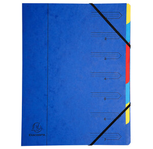 Trieur agrafé avec élastiques 7 compartiments Bleu x 12 EXACOMPTA