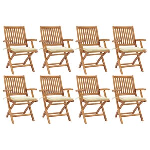 vidaXL Chaises pliables de jardin avec coussins lot de 8 Teck solide