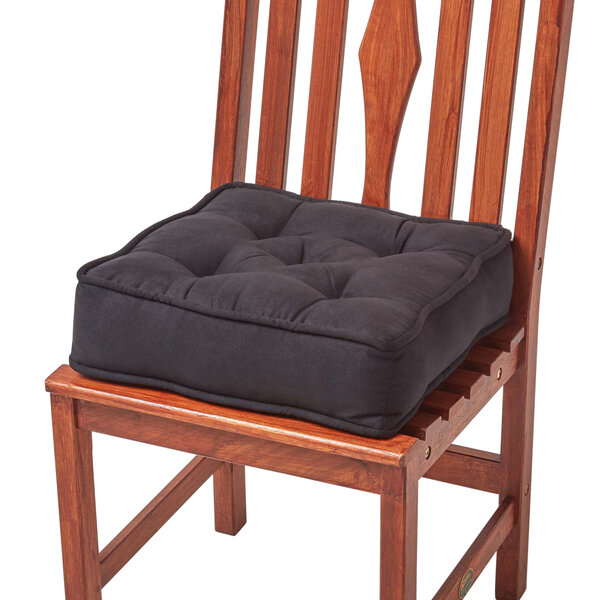 Galette de chaise coussin rehausseur en suédine Noir  40 x 40 x 10 cm - HOMESCAPES