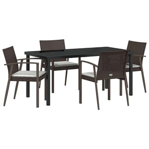 vidaXL Ensemble de salle à manger pour jardin 5 Pièces Marron et Noir