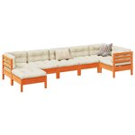 vidaXL Salon de jardin 7 Pièces avec coussins cire marron bois pin massif