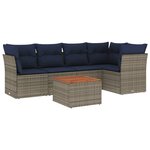 vidaXL Salon de jardin 6 Pièces avec coussins gris résine tressée