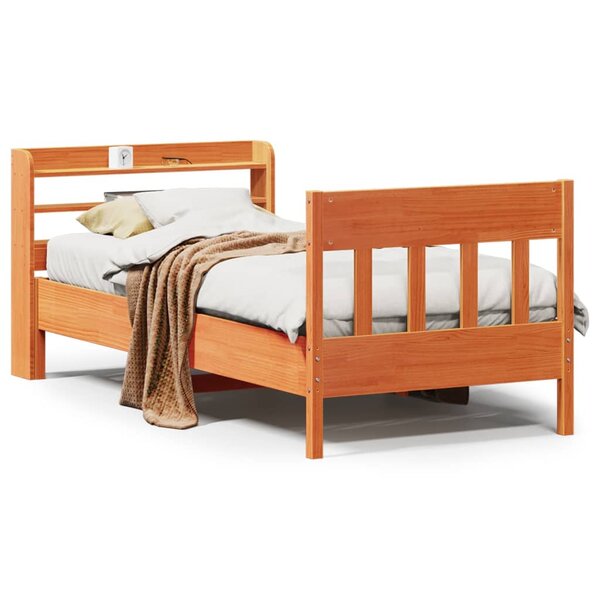 vidaXL Cadre de lit sans matelas cire marron 100x200cm bois pin massif