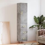 vidaXL Buffet haut Gris béton 34 5x34x180 cm Bois d'ingénierie
