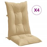 vidaXL Coussins de chaise à dossier haut lot de 4 beige mélangé tissu