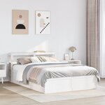 vidaXL Cadre de lit avec tête de lit blanc 135x190 cm bois pin massif
