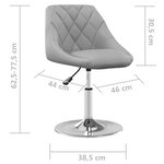 vidaXL Chaises pivotantes à manger lot de 6 Gris clair Velours