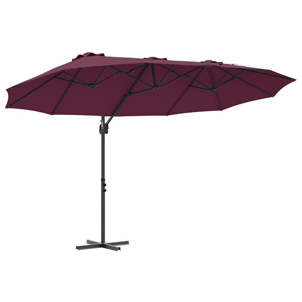 vidaXL Parasol cantilever de jardin Rouge bordeaux 372 x 198 x 243 cm
