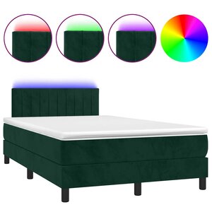 vidaXL Sommier à lattes de lit avec matelas LED Vert foncé 120x200 cm