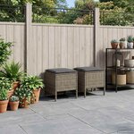 vidaXL 2 pc Pouf de Jardin Rotin PE Gris et Gris foncé