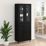 vidaXL Haut Armoire 2 Pièces Chêne noir Bois Aggloméré et Verre