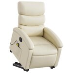 vidaXL Fauteuil inclinable de massage électrique crème similicuir
