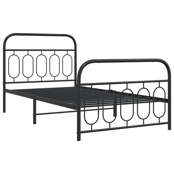 vidaXL Cadre de lit métal avec tête de lit/pied de lit noir 100x190 cm