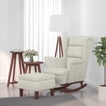 vidaXL Fauteuil à bascule à oreilles en velours crème bois massif