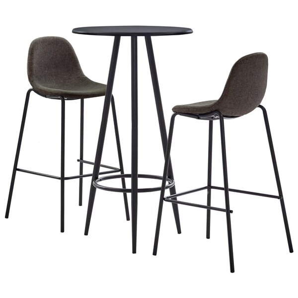 vidaXL Ensemble de bar 3 Pièces Tissu Gris foncé