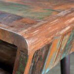 Bureau table meuble travail informatique avec pieds en fer bois de récupération 0502066