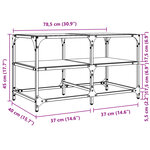 vidaXL Table basse avec dessus en verre noir 78 5x40x45 cm acier