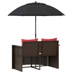 vidaXL Canapé de jardin Marron et rouge 168 x 168 x 180 cm polyrotin