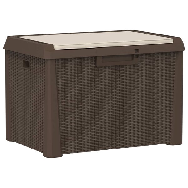 vidaXL Boîte de rangement jardin coussin de siège marron 125 L PP