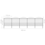 vidaXL Clôture de jardin à dessus en lance Acier (1 75-2)x8 5 m Noir