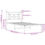 vidaXL Cadre de lit métal sans matelas avec tête de lit noir 90x190 cm