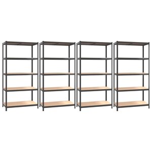 vidaXL Étagères à 5 niveaux 4Pièces Anthracite Acier et bois d'ingénierie