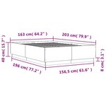 vidaXL Cadre de lit avec lumières LED chêne fumé 160x200 cm