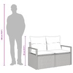 Canapé de jardin 2 places vidaXL avec rangement et coussins en poly rattan