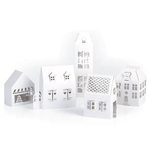 5 maisons blanches de décoration à monter soi-même 19 x 5 5 x 4 5 cm